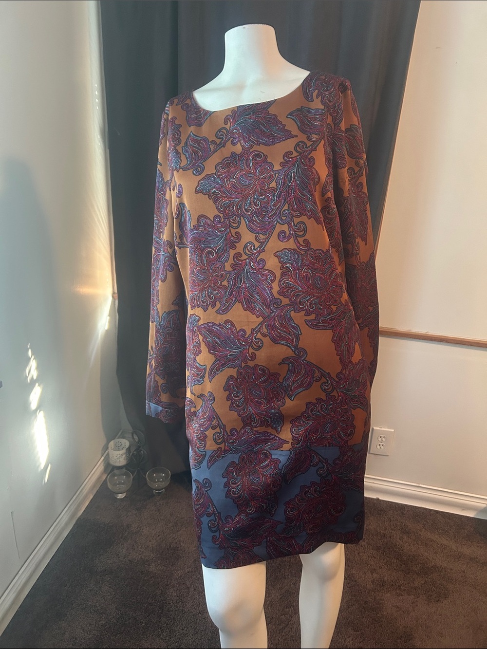 The Limited Women's Shift Dress in Brown & Blue Floral Print